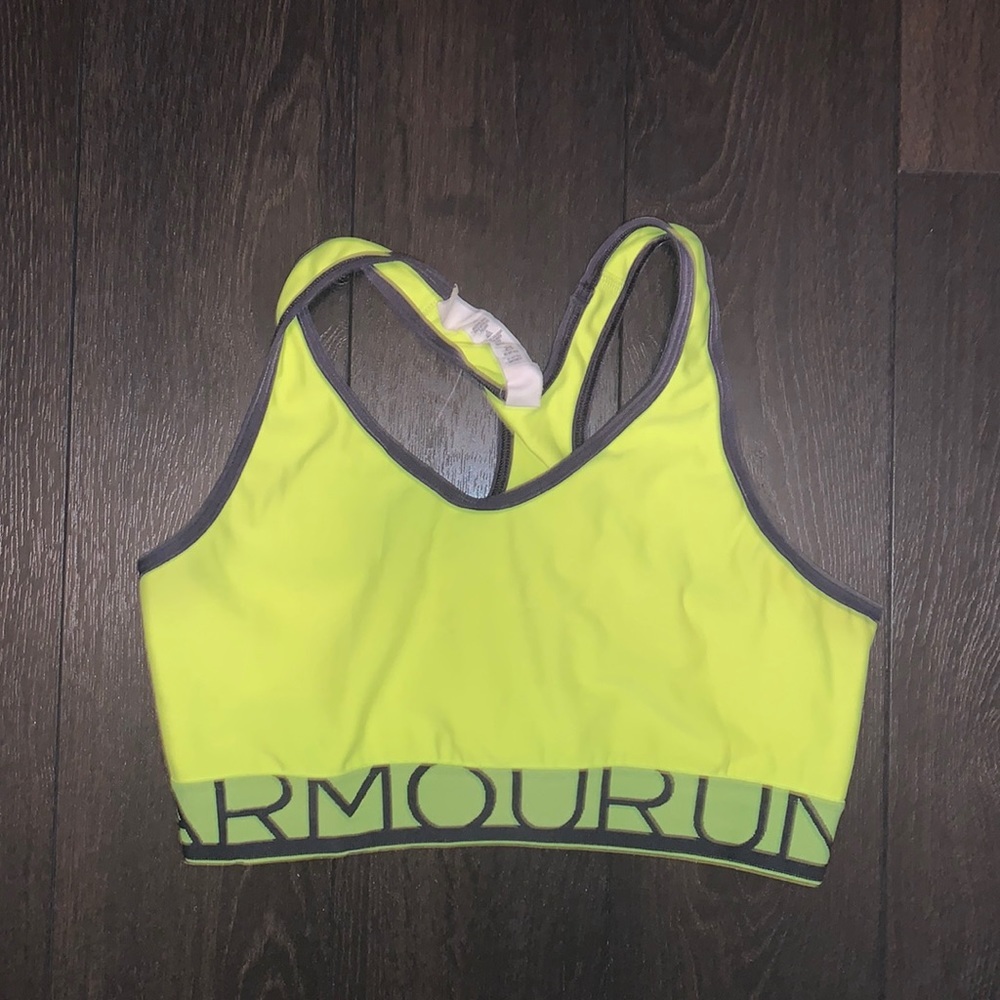 Under armour neon yellow sport bra